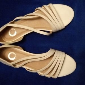 VERY cute, white, strappy sandals 7.5